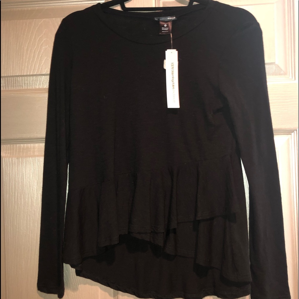 New-long sleeve-ruffled bottom-size XS